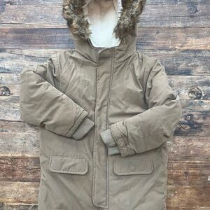 Cat & Jack Tan Hooded Jacket with Faux Fur Trim